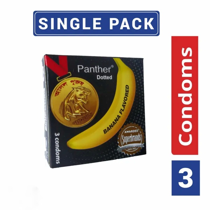 Panther Dotted Banana Flavored Condom – Single Pack (3 pcs)