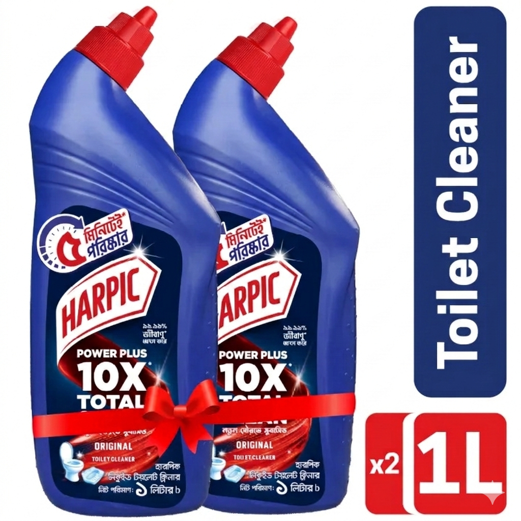 Harpic Toilet Cleaner 2L (1L × 2) – Double Pack Original Power Plus