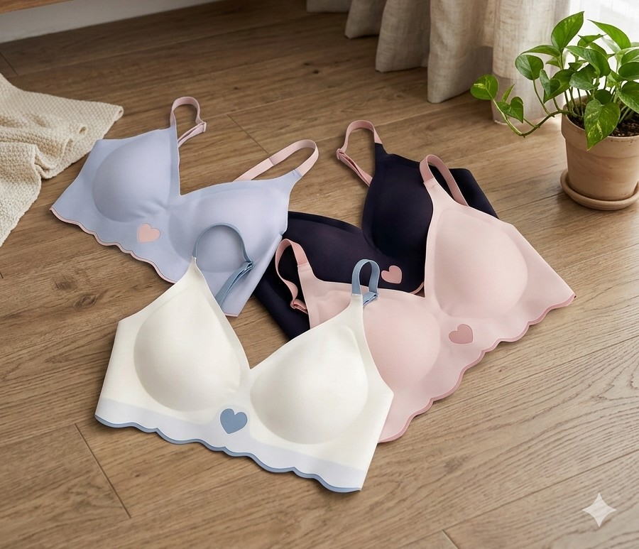 Seamless Push‑Up Bra with Heart Pattern for Women