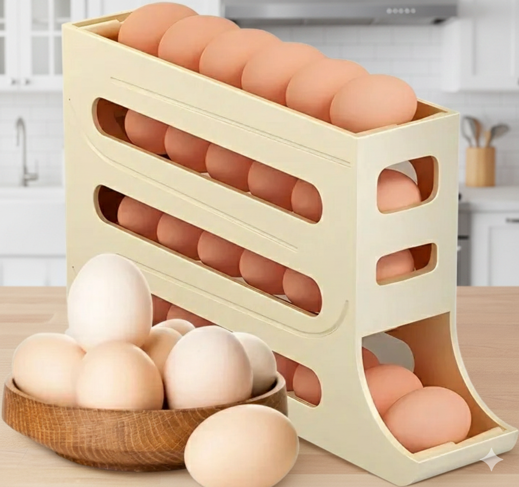 4-Tier Auto-Rolling Egg Dispenser for Fridge