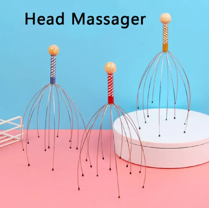 Massager/[1-Pcs] Stainless Steel Octopus Scalp Hair Stimulator Stress Relief Relax Head Massager - SILVER Multicolor