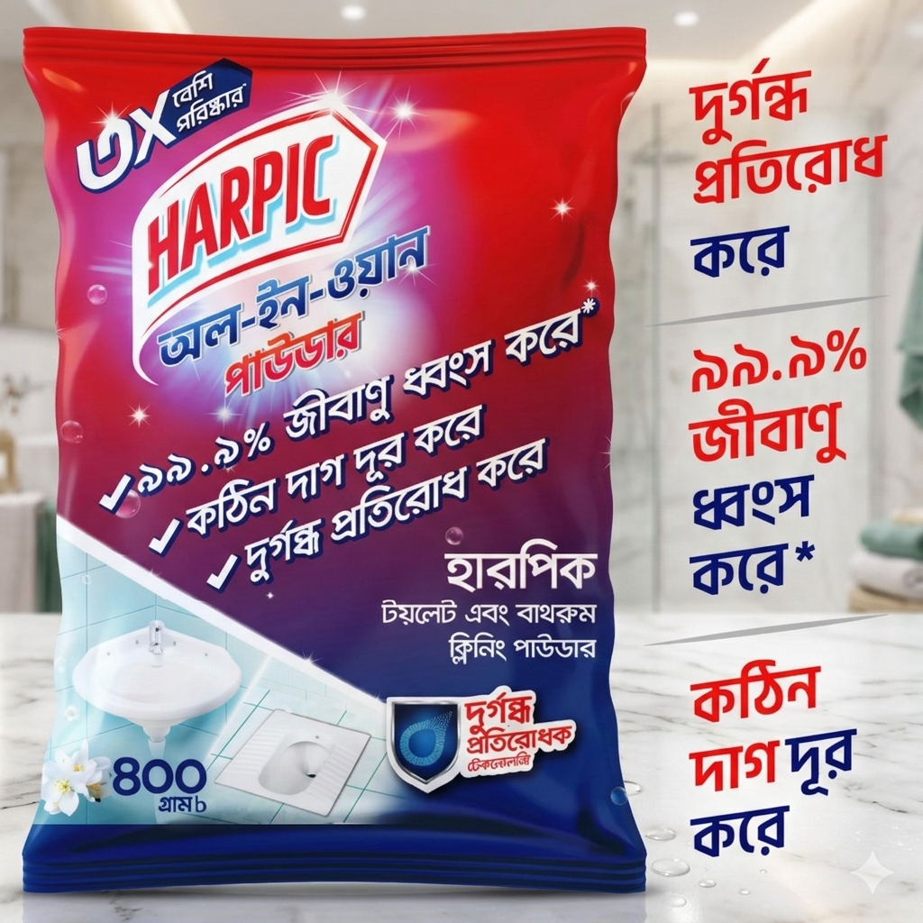Harpic All‑in‑1 Toilet & Bathroom Cleaning Powder 400g