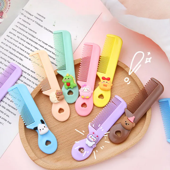 Bangs and Broken Hair Round Head Tooth Comb Multicolor Plastic Baby Comb Hair Brush for Sensitive Scalp Care Styling