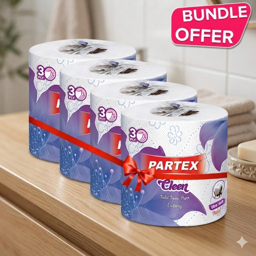 Partex Cleen Toilet Tissue-3 ply (Blue Tissue) 4 roll